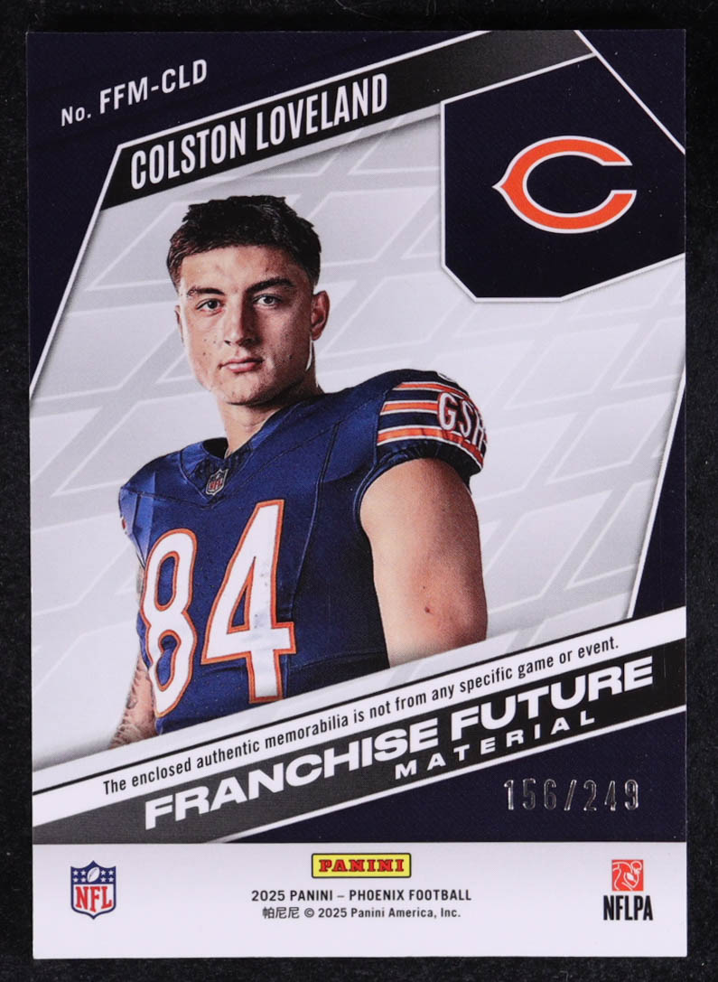 Colston Loveland 2025 Panini Phoenix Franchise Future Material Red #5 #156/249 RC at PristineAuction.com Colston Loveland 2025 Panini Phoenix Franchise Future Material Red #5 #156/249 RC at PristineAuction.com