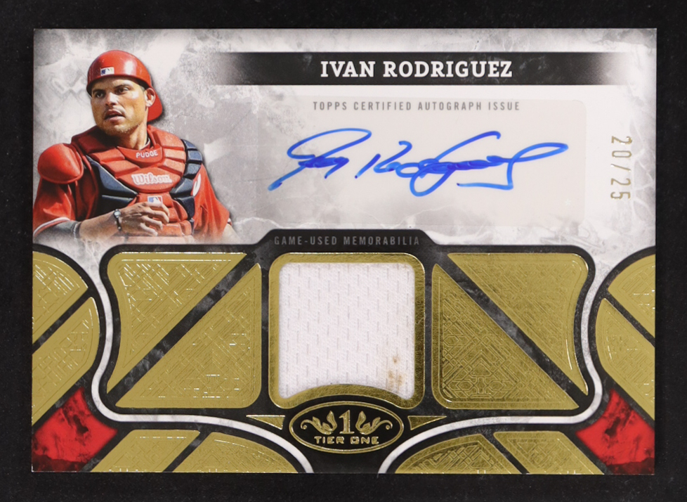 Ivan Rodriguez 2025 Topps Tier One Relic Autographs #AT1RIR #20/25 at PristineAuction.com Ivan Rodriguez 2025 Topps Tier One Relic Autographs #AT1RIR #20/25 at PristineAuction.com