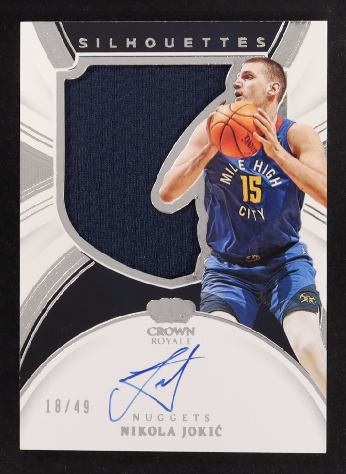 Nikola Jokic 2021-22 Crown Royale Silhouettes Material Autographs #22 #18/49 at PristineAuction.com Nikola Jokic 2021-22 Crown Royale Silhouettes Material Autographs #22 #18/49 at PristineAuction.com