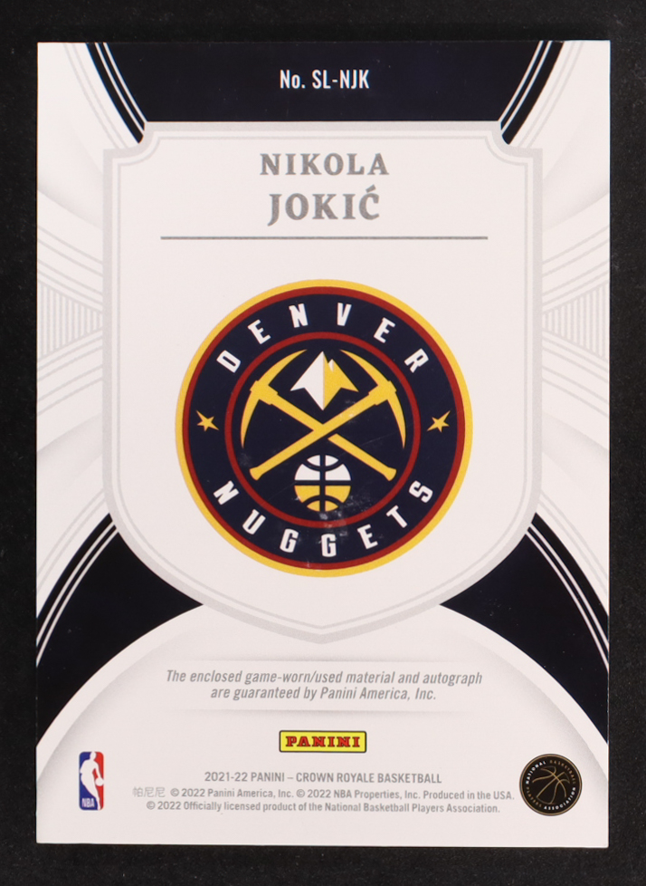 Nikola Jokic 2021-22 Crown Royale Silhouettes Material Autographs #22 #18/49 at PristineAuction.com Nikola Jokic 2021-22 Crown Royale Silhouettes Material Autographs #22 #18/49 at PristineAuction.com