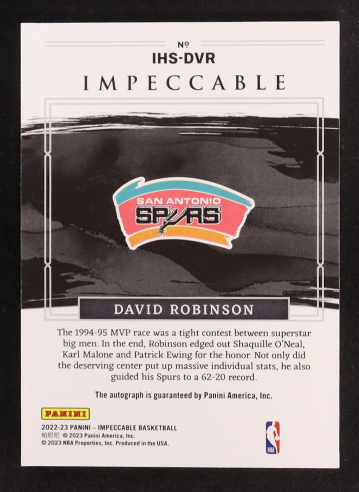 David Robinson 2022-23 Panini Impeccable Impeccable Honors Signatures #8 #30/35 at PristineAuction.com David Robinson 2022-23 Panini Impeccable Impeccable Honors Signatures #8 #30/35 at PristineAuction.com