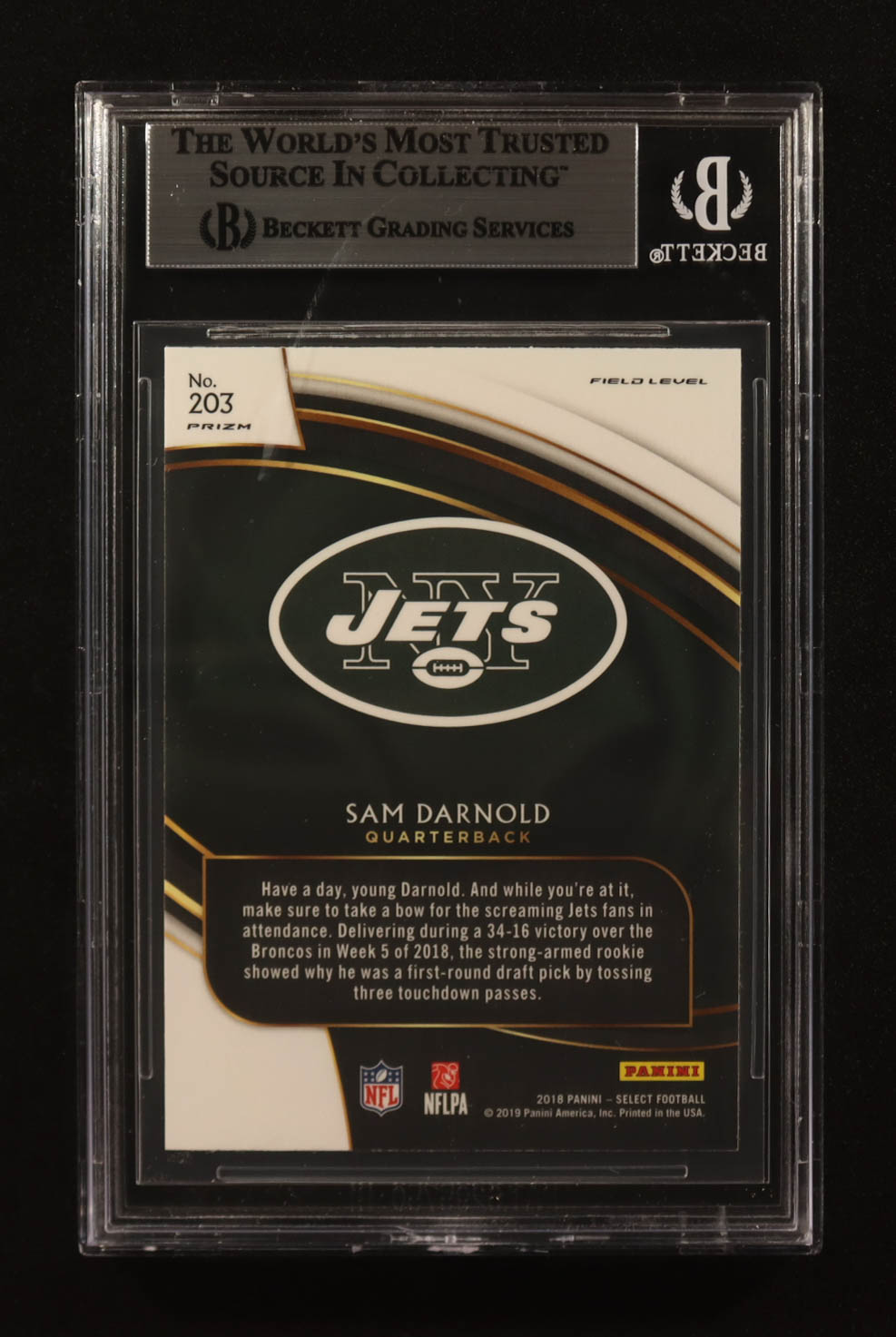 Sam Darnold Signed 2018 Panini Select Prizm Silver #203 RC (BGS) at PristineAuction.com Sam Darnold Signed 2018 Panini Select Prizm Silver #203 RC (BGS) at PristineAuction.com