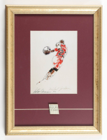 Leroy Neiman Michael Jordan Custom Framed Art Print Display with Bulls Pin at PristineAuction.com
