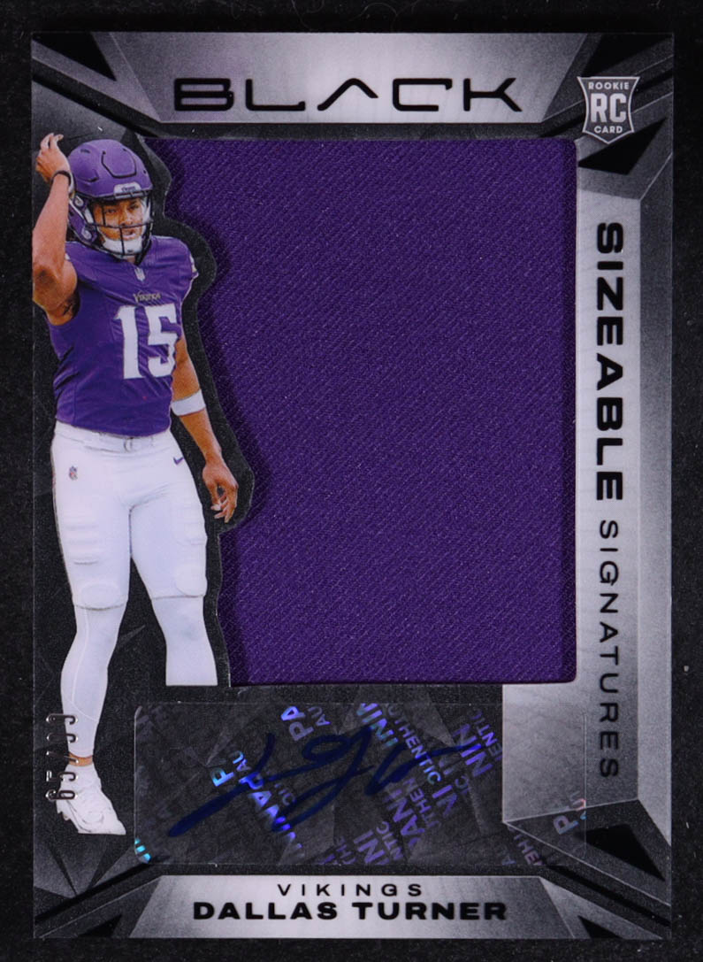 Dallas Turner 2024 Panini Black Sizeable Rookie Jersey Signatures #30 #65/99 RC at PristineAuction.com Dallas Turner 2024 Panini Black Sizeable Rookie Jersey Signatures #30 #65/99 RC at PristineAuction.com