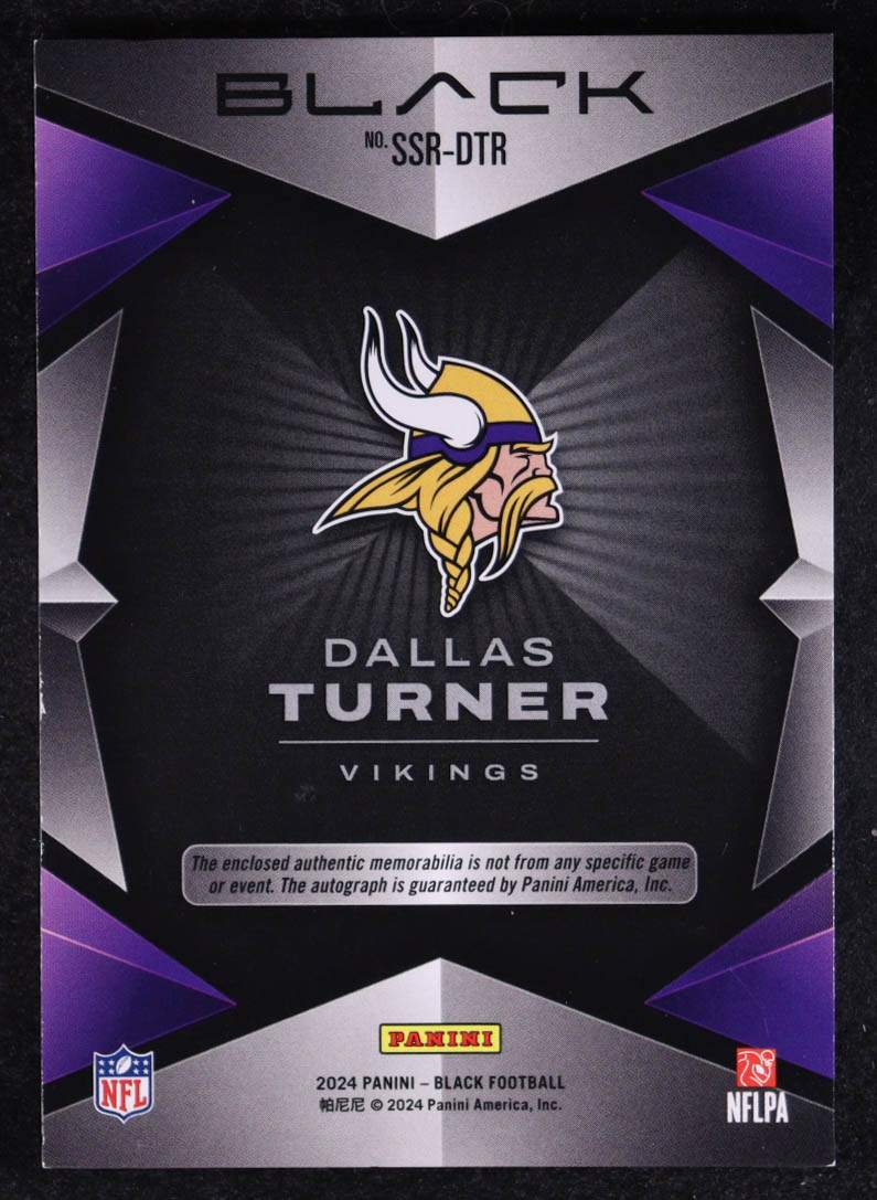 Dallas Turner 2024 Panini Black Sizeable Rookie Jersey Signatures #30 #65/99 RC at PristineAuction.com Dallas Turner 2024 Panini Black Sizeable Rookie Jersey Signatures #30 #65/99 RC at PristineAuction.com