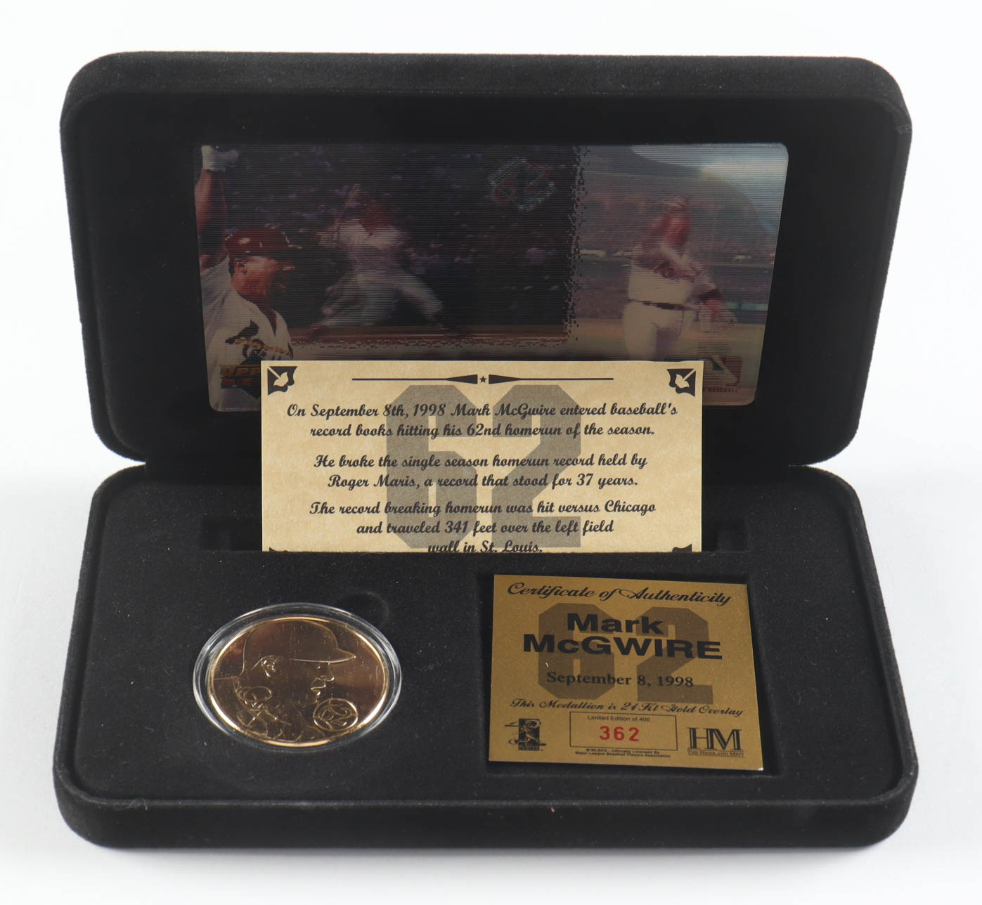 Mark McGwire Cardinals LE The Highland Mint Upper Deck Motion Card Card & 24kt Gold Overlay Medallion Set at PristineAuction.com Mark McGwire Cardinals LE The Highland Mint Upper Deck Motion Card Card & 24kt Gold Overlay Medallion Set at PristineAuction.com