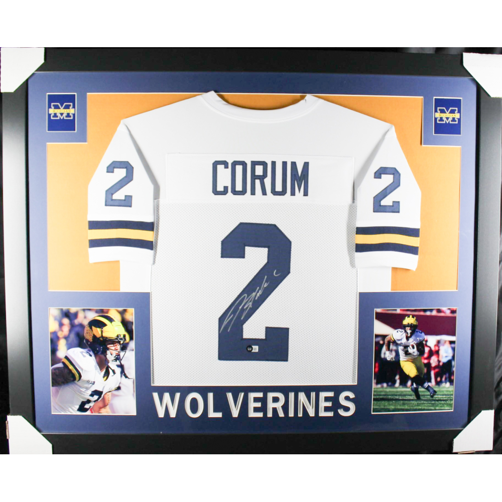 Blake Corum Signed Custom Framed Jersey Display (Beckett) at PristineAuction.com