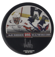 Alexander Ovechkin Signed Capitals Logo All-Time Goals Leader Commemorative Hockey Puck (Fanatics) at PristineAuction.com