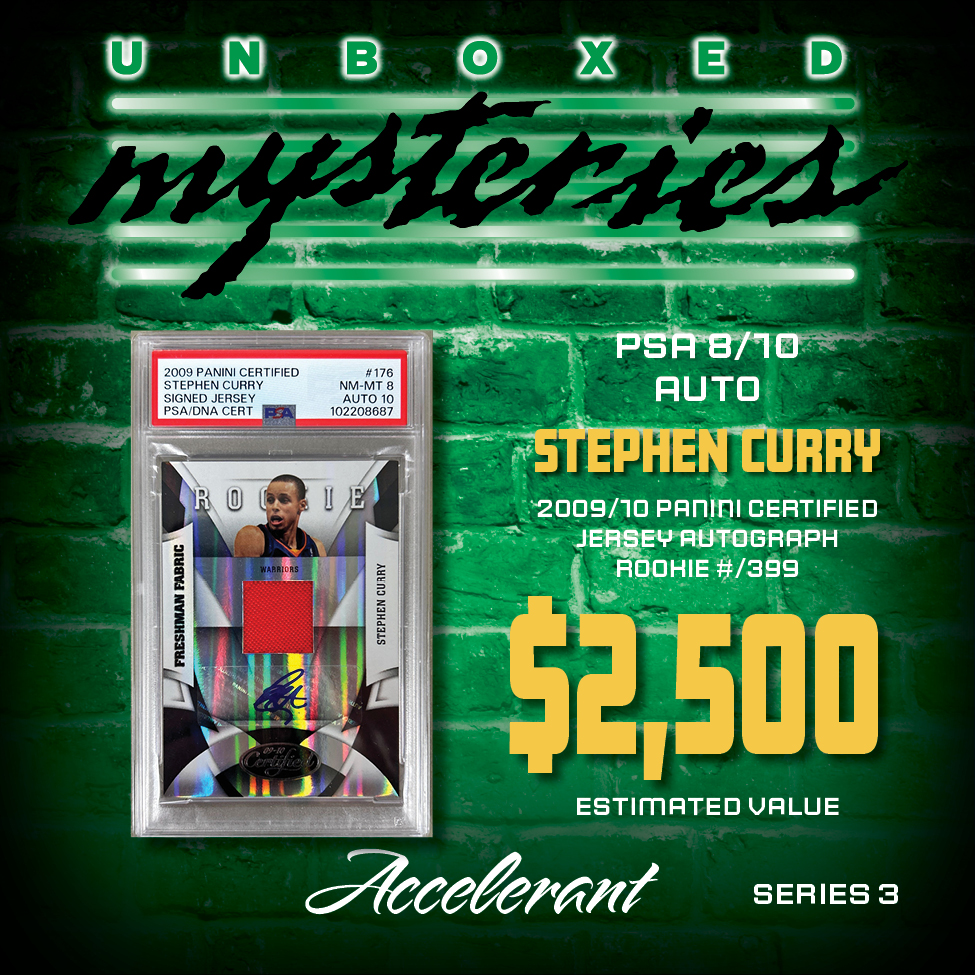 Accelerant "UNBOXED MYSTERIES SERIES 3" Mystery Box (1) SEALED “HIT PACK”, (3) AUTO’S/MEM/1/1’s & 6 SEALED PACKS (ALL DIFFERENT) at PristineAuction.com Accelerant "UNBOXED MYSTERIES SERIES 3" Mystery Box (1) SEALED “HIT PACK”, (3) AUTO’S/MEM/1/1’s & 6 SEALED PACKS (ALL DIFFERENT) at PristineAuction.com