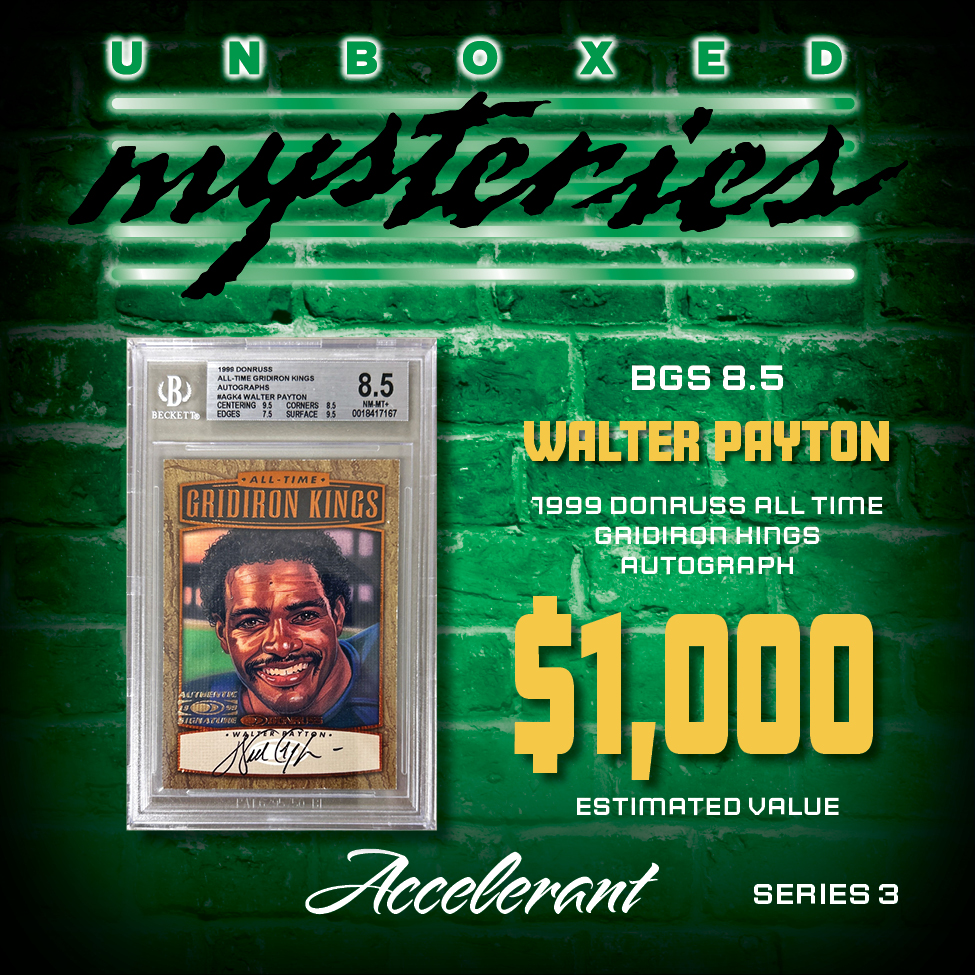 Accelerant "UNBOXED MYSTERIES SERIES 3" Mystery Box (1) SEALED “HIT PACK”, (3) AUTO’S/MEM/1/1’s & 6 SEALED PACKS (ALL DIFFERENT) at PristineAuction.com Accelerant "UNBOXED MYSTERIES SERIES 3" Mystery Box (1) SEALED “HIT PACK”, (3) AUTO’S/MEM/1/1’s & 6 SEALED PACKS (ALL DIFFERENT) at PristineAuction.com