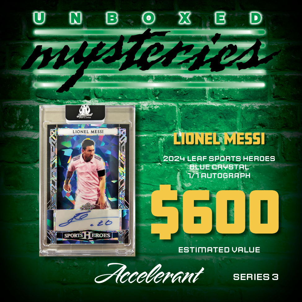 Accelerant "UNBOXED MYSTERIES SERIES 3" Mystery Box (1) SEALED “HIT PACK”, (3) AUTO’S/MEM/1/1’s & 6 SEALED PACKS (ALL DIFFERENT) at PristineAuction.com Accelerant "UNBOXED MYSTERIES SERIES 3" Mystery Box (1) SEALED “HIT PACK”, (3) AUTO’S/MEM/1/1’s & 6 SEALED PACKS (ALL DIFFERENT) at PristineAuction.com