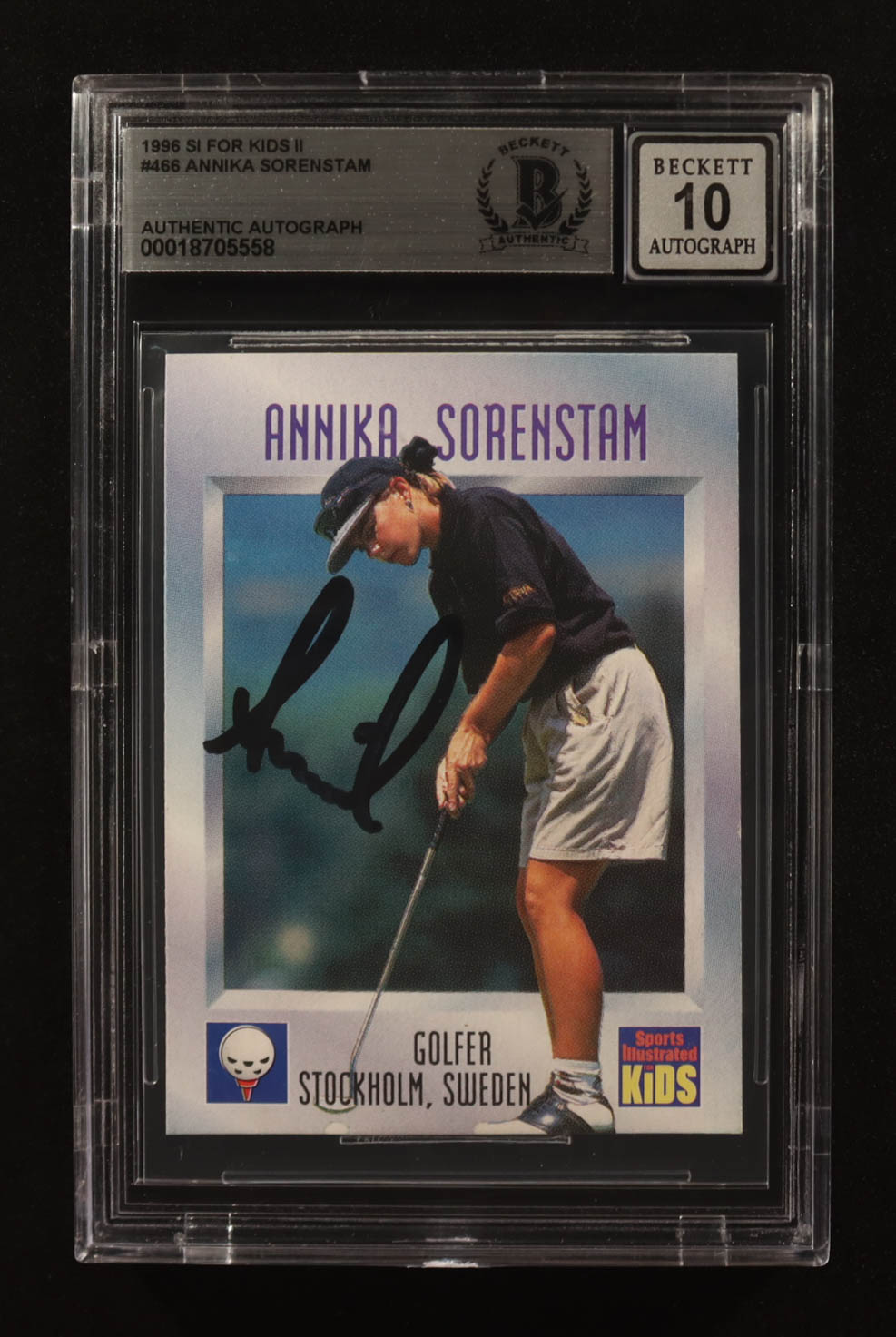 Annika Sorenstam Signed 1996 SI For Kids II #466 RC (BGS | Autograph Graded BGS 10) at PristineAuction.com Annika Sorenstam Signed 1996 SI For Kids II #466 RC (BGS | Autograph Graded BGS 10) at PristineAuction.com