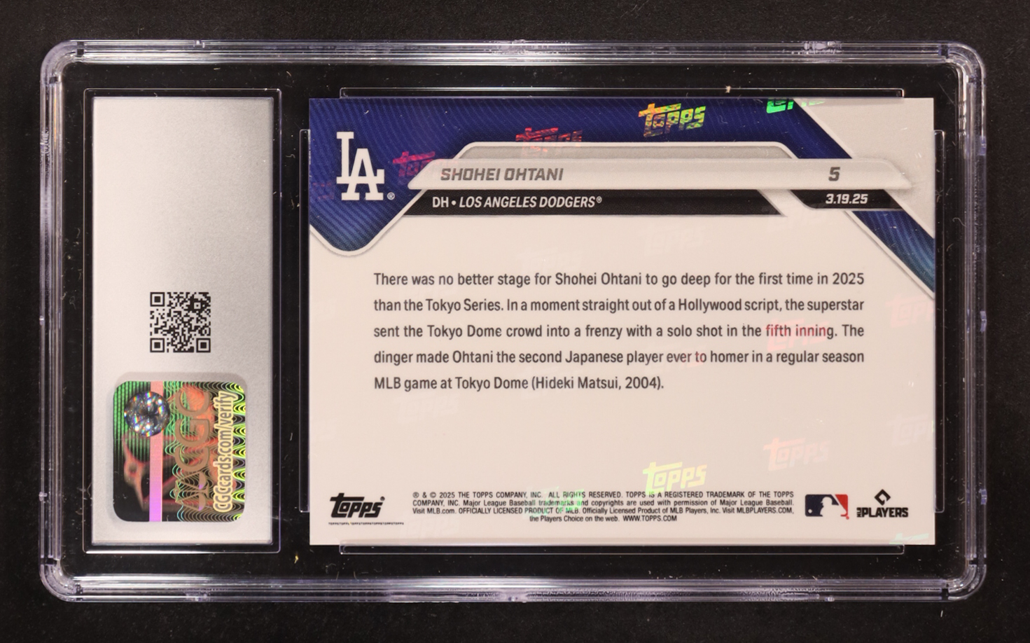 Shohei Ohtani 2025 Topps Now #5 (CGC 10) at PristineAuction.com Shohei Ohtani 2025 Topps Now #5 (CGC 10) at PristineAuction.com