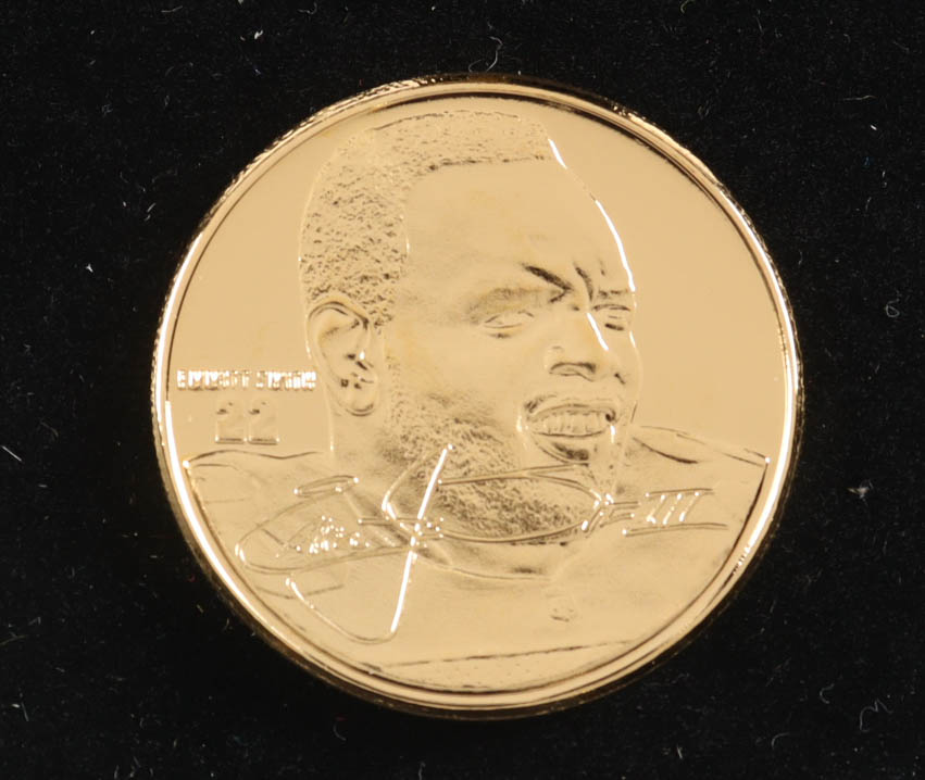 Troy Aikman & Emmitt Smith Back to Back LE Highland Mint 24k Gold Overlay Coin at PristineAuction.com Troy Aikman & Emmitt Smith Back to Back LE Highland Mint 24k Gold Overlay Coin at PristineAuction.com