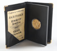 Troy Aikman & Emmitt Smith Back to Back LE Highland Mint 24k Gold Overlay Coin at PristineAuction.com