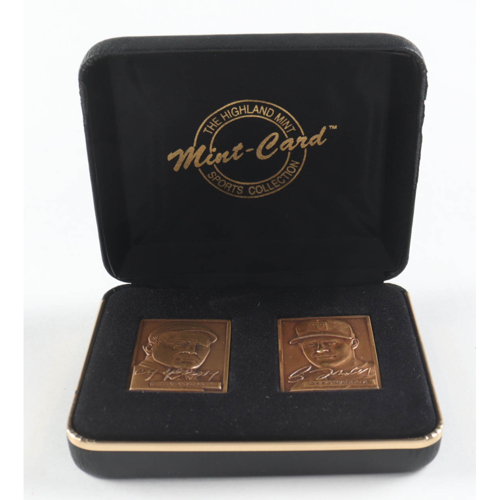 Cy Young & Greg Maddux LE 1996 Baseball Legends The Highland Mint Set of (2) Bronze Mint Cards at PristineAuction.com