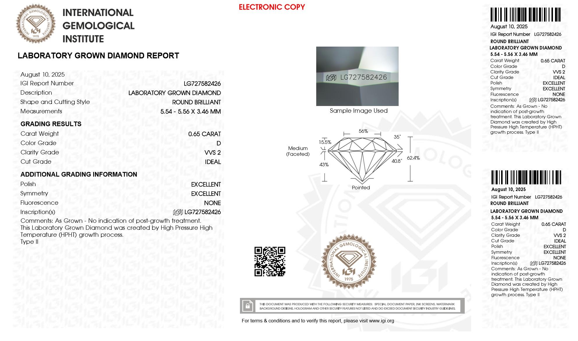 1.30 Carats Lab Grown Diamond Stud Earrings D, VVS2 | $2,500 Estimated Retail Value (UGL & IGI Certs) | Brand New at PristineAuction.com 1.30 Carats Lab Grown Diamond Stud Earrings D, VVS2 | $2,500 Estimated Retail Value (UGL & IGI Certs) | Brand New at PristineAuction.com