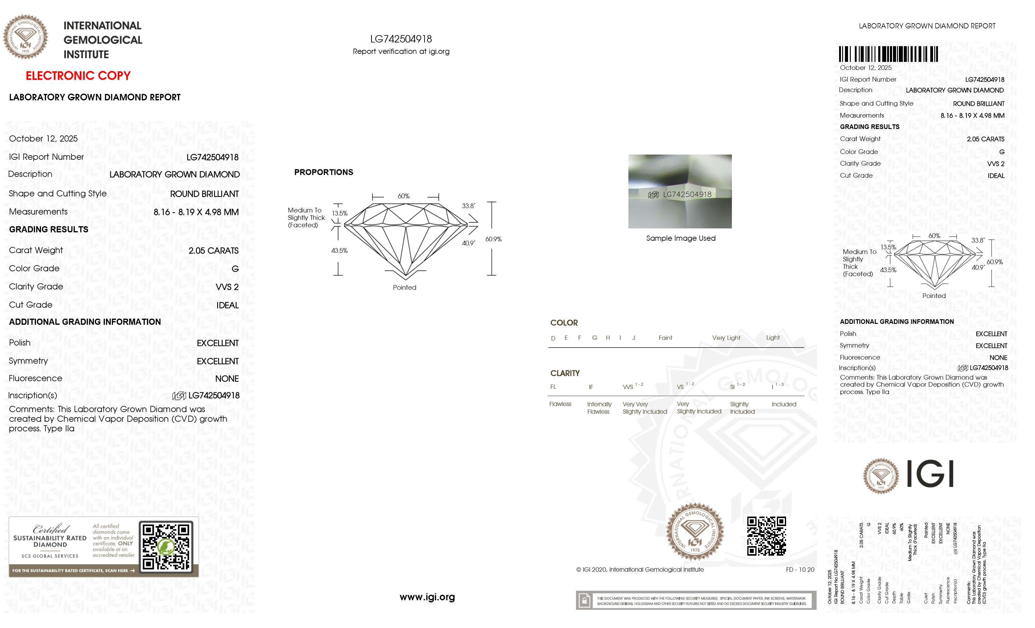 2.05 Carats Lab Grown Diamond Pendant G, VVS2 | $3,400 Estimated Retail Value (UGL & IGI Certs) | Brand New at PristineAuction.com 2.05 Carats Lab Grown Diamond Pendant G, VVS2 | $3,400 Estimated Retail Value (UGL & IGI Certs) | Brand New at PristineAuction.com