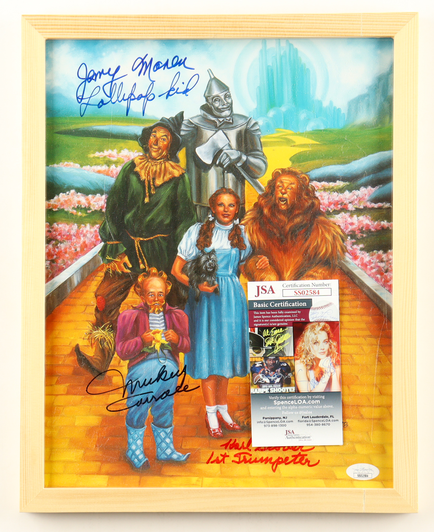 Jerry Maren, Mickey Carroll, & Karl Slover Signed "The Wizard of Oz" Custom Framed Art Print (JSA) at PristineAuction.com Jerry Maren, Mickey Carroll, & Karl Slover Signed "The Wizard of Oz" Custom Framed Art Print (JSA) at PristineAuction.com