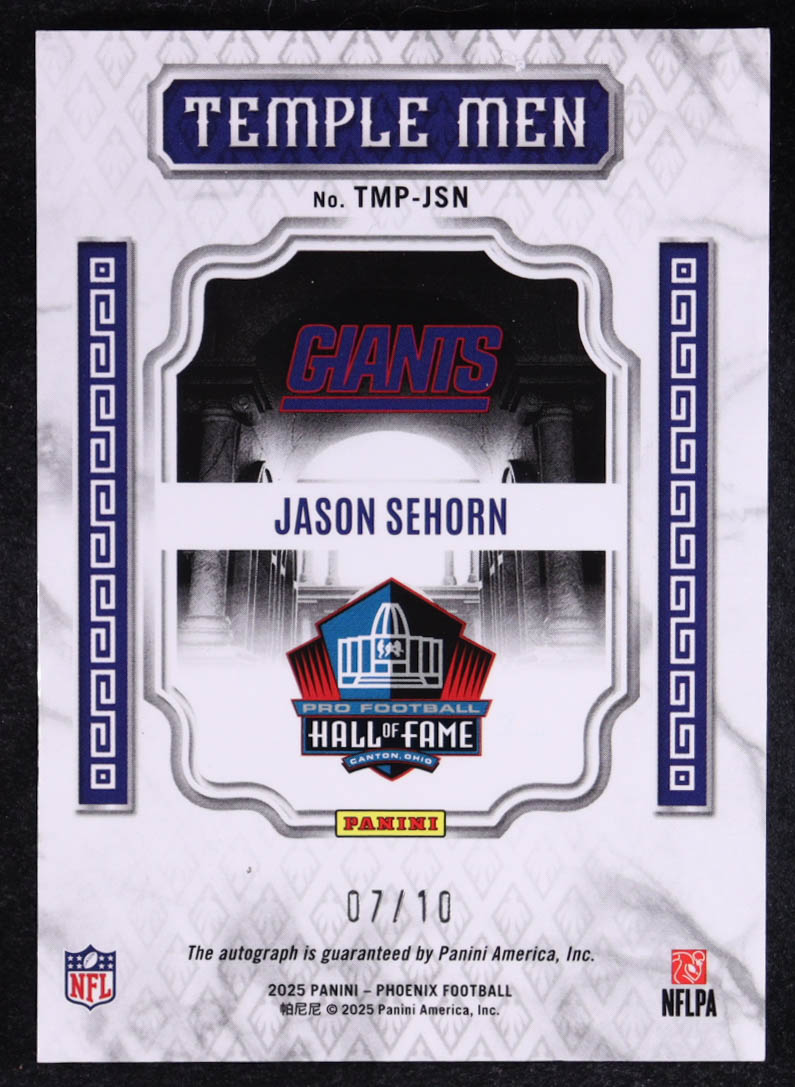 Jason Sehorn 2025 Panini Phoenix Temple Men Autographs Gold #8 #07/10 at PristineAuction.com Jason Sehorn 2025 Panini Phoenix Temple Men Autographs Gold #8 #07/10 at PristineAuction.com