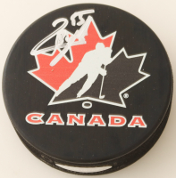 Quinton Byfield Signed Team Canada Logo Hockey Puck (UDA) at PristineAuction.com