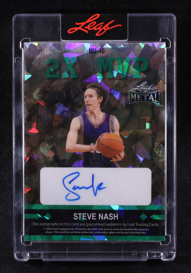 Stephen Curry / Steve Nash 2024 Leaf Metal Green Crystal Dual Autographs #MU40 #5/6 at PristineAuction.com Stephen Curry / Steve Nash 2024 Leaf Metal Green Crystal Dual Autographs #MU40 #5/6 at PristineAuction.com