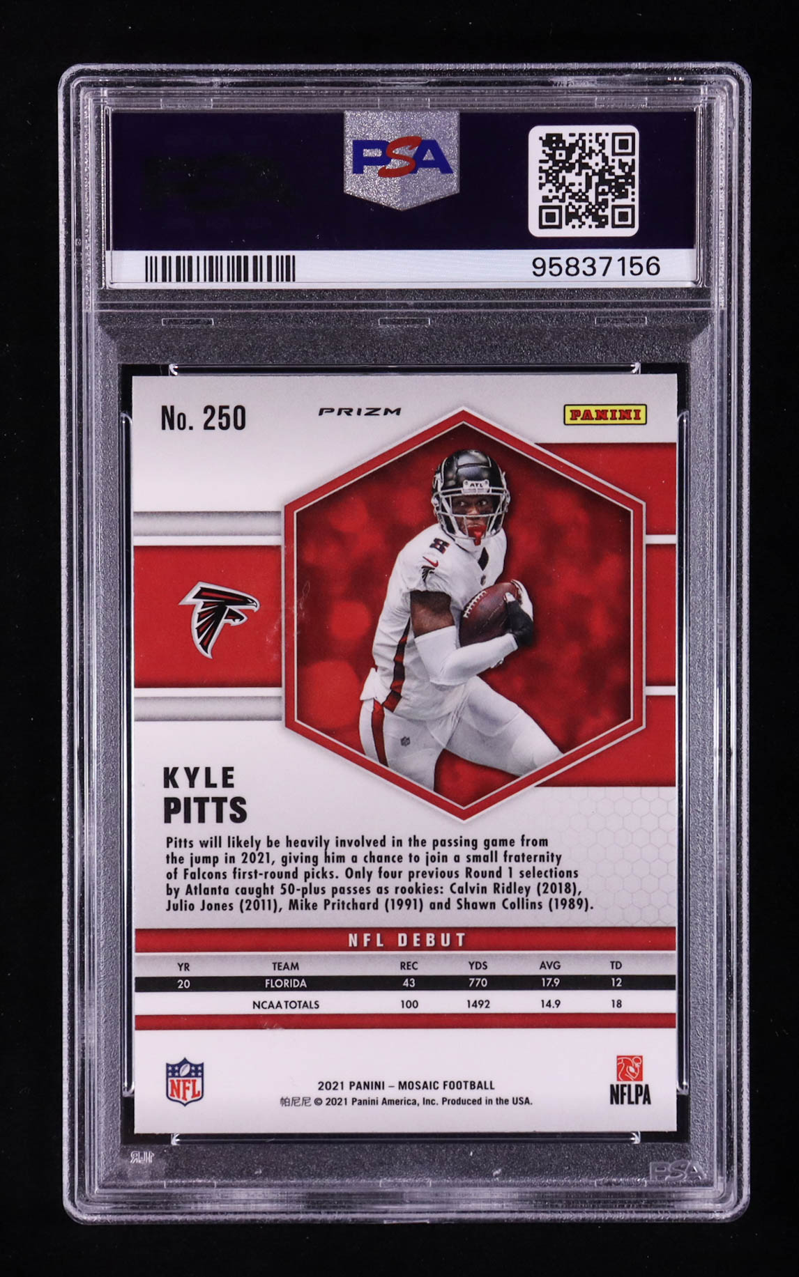 Kyle Pitts 2021 Panini Mosaic Mosaic Reactive Blue #250 DEB RC (PSA 10) at PristineAuction.com Kyle Pitts 2021 Panini Mosaic Mosaic Reactive Blue #250 DEB RC (PSA 10) at PristineAuction.com
