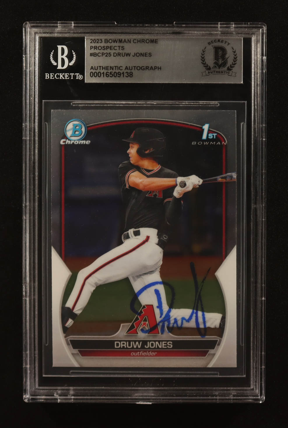 Druw Jones Signed 2023 Bowman Chrome Prospects #BCP-25 RC (BGS) at PristineAuction.com Druw Jones Signed 2023 Bowman Chrome Prospects #BCP-25 RC (BGS) at PristineAuction.com