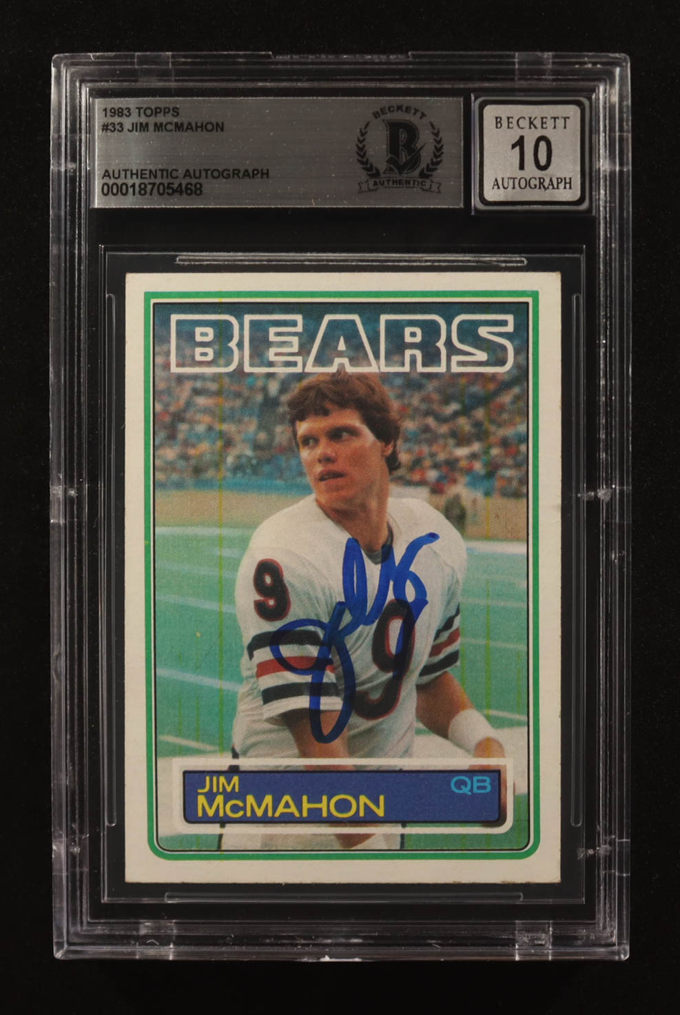 Jim Mcmahon Signed 1983 Topps #33 RC (BGS | Autograph Graded BGS 10) at PristineAuction.com Jim Mcmahon Signed 1983 Topps #33 RC (BGS | Autograph Graded BGS 10) at PristineAuction.com