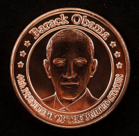 Set of (10) Barrack Obama Design 1 Oz. .999 Copper Bullion Rounds at PristineAuction.com