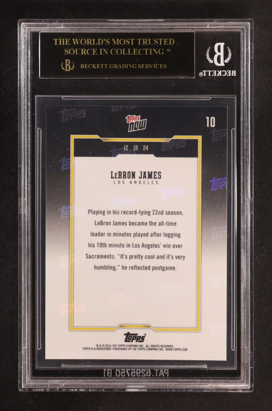 LeBron James 2024-25 Topps Now #10 (BGS 10 | Pristine Black Label) at PristineAuction.com LeBron James 2024-25 Topps Now #10 (BGS 10 | Pristine Black Label) at PristineAuction.com