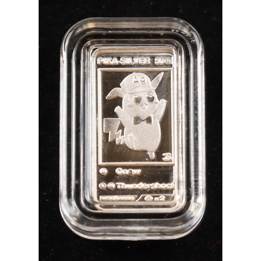 Pikachu Poke-Gram 1g .999 Silver Bullion Bar at PristineAuction.com