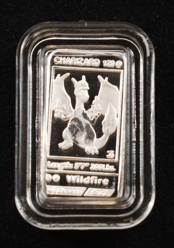 Charizard Poke-Gram 1g .999 Silver Bullion Bar at PristineAuction.com Charizard Poke-Gram 1g .999 Silver Bullion Bar at PristineAuction.com