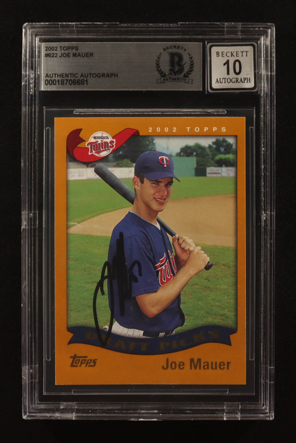 Joe Mauer Signed 2002 Topps Draft Picks #622 RC (BGS | Autograph Graded BGS 10) at PristineAuction.com Joe Mauer Signed 2002 Topps Draft Picks #622 RC (BGS | Autograph Graded BGS 10) at PristineAuction.com