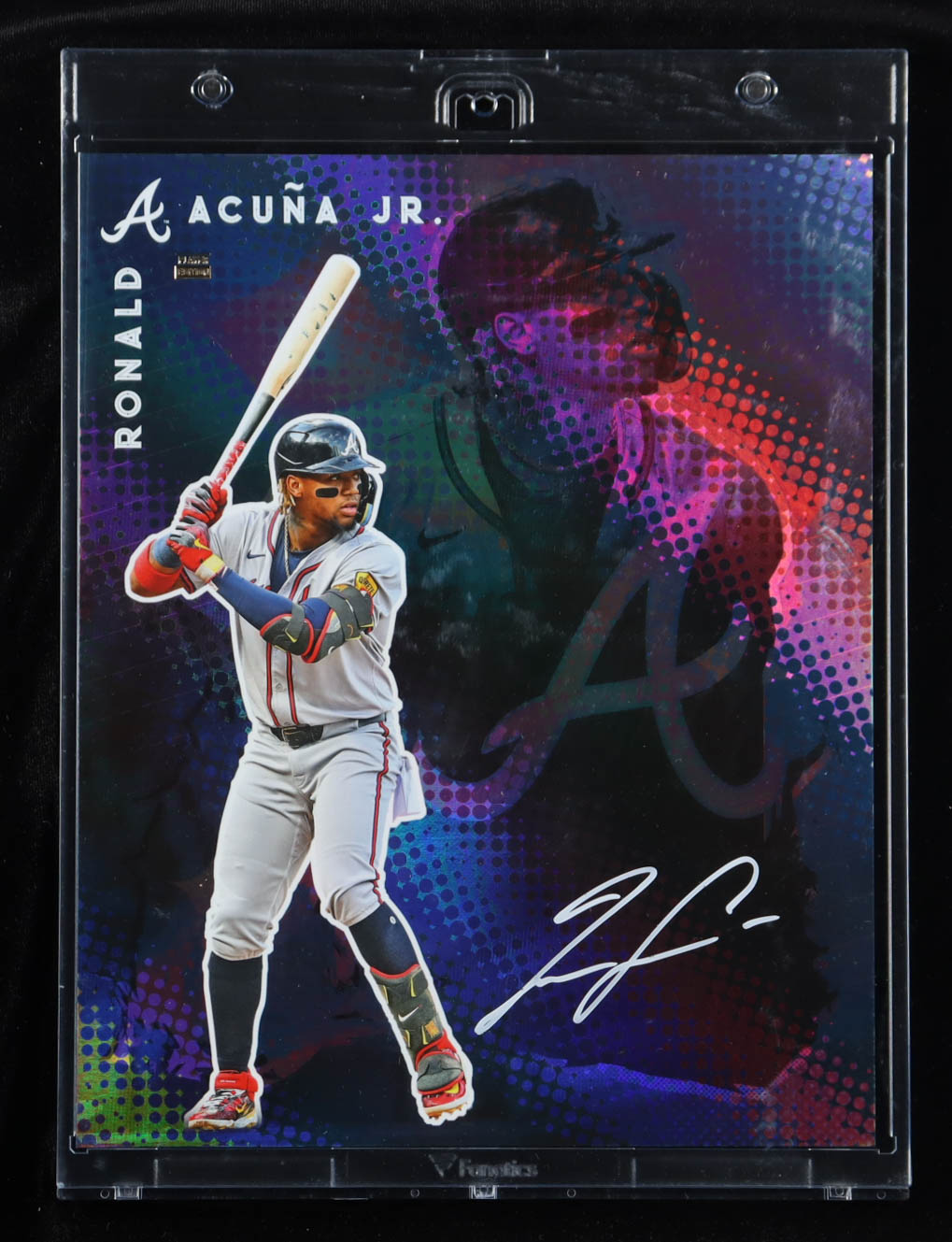 Ronald Acuna Jr. Signed 2025 Under Wraps Short Edition Emanate 8x10 Card (MLB & Fanatics) at PristineAuction.com Ronald Acuna Jr. Signed 2025 Under Wraps Short Edition Emanate 8x10 Card (MLB & Fanatics) at PristineAuction.com