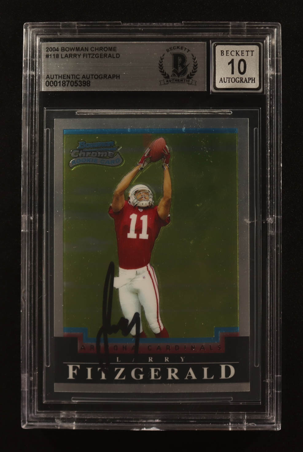 Larry Fitzgerald Signed 2004 Bowman Chrome #118 RC (BGS | Autograph Graded BGS 10) at PristineAuction.com Larry Fitzgerald Signed 2004 Bowman Chrome #118 RC (BGS | Autograph Graded BGS 10) at PristineAuction.com