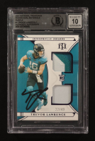 Trevor Lawrence Signed 2021 Panini National Treasures Rookie Dual Materials Purple #RDM-1 RC #22/49 (BGS | Autograph Graded BGS 10) at PristineAuction.com