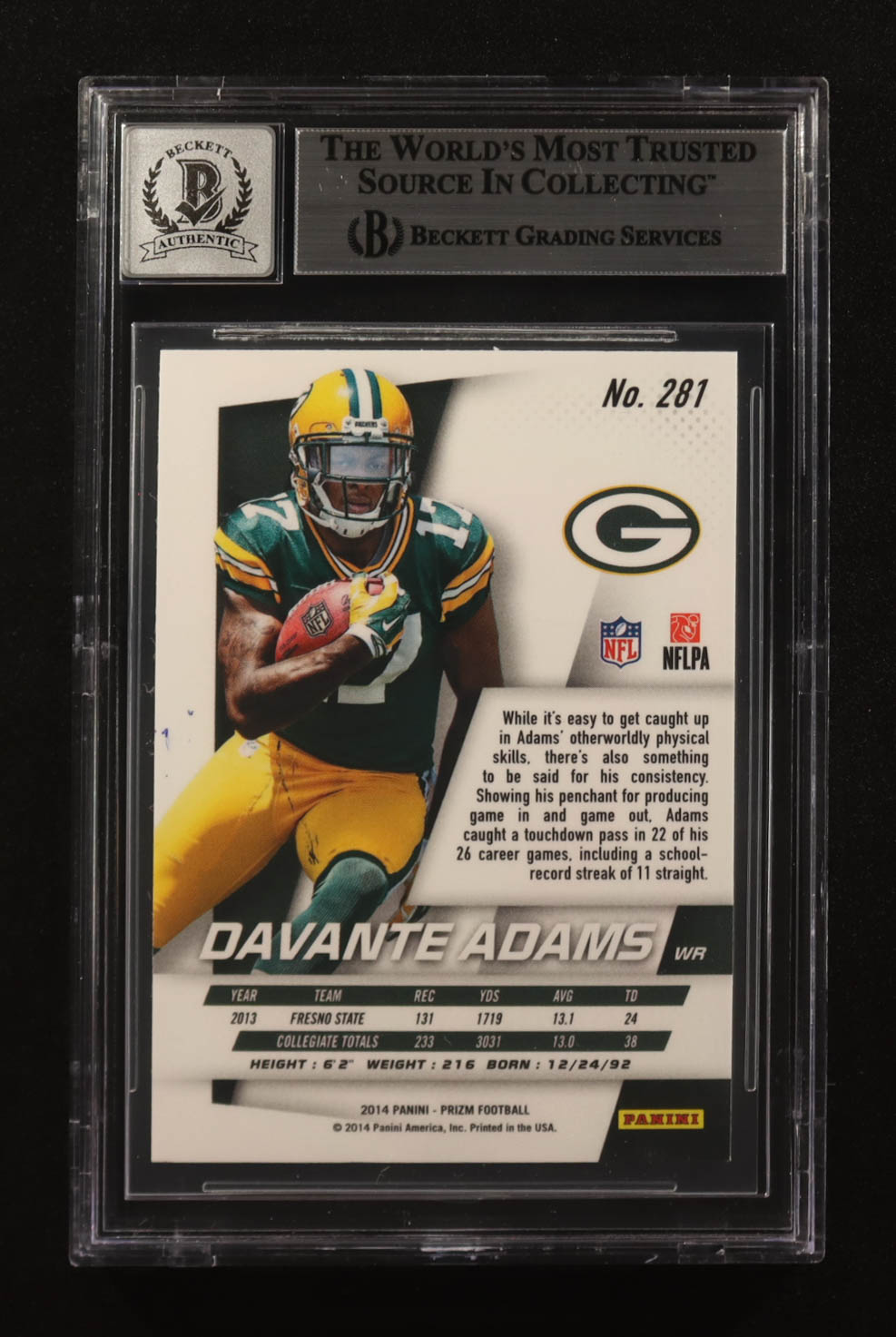 Davante Adams Signed 2014 Panini Prizm #281 RC (BGS | Autograph Graded BGS 10) at PristineAuction.com Davante Adams Signed 2014 Panini Prizm #281 RC (BGS | Autograph Graded BGS 10) at PristineAuction.com