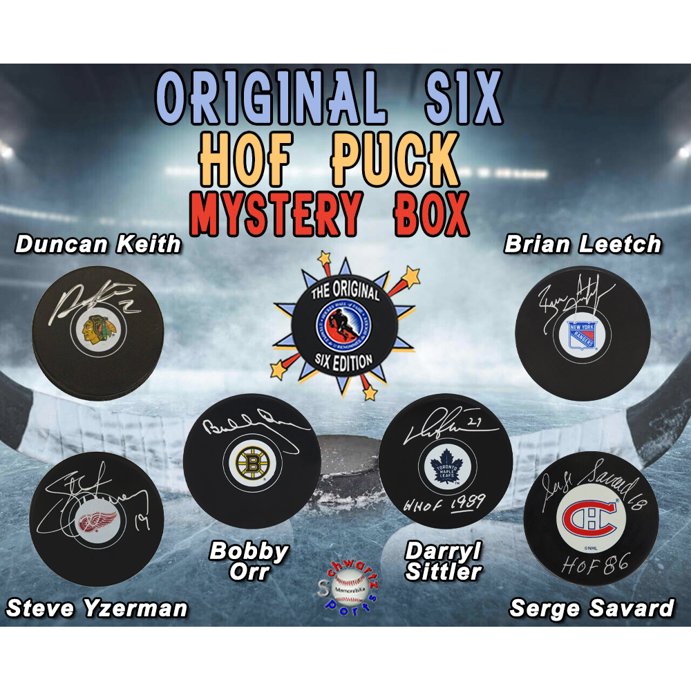 Hockey HALL OF FAMER Signed Logo Hockey Puck Mystery Box &ndash; ORIGINAL SIX EDITION - Series 8 (Limited to 125) - Schwartz Sports at PristineAuction.com
