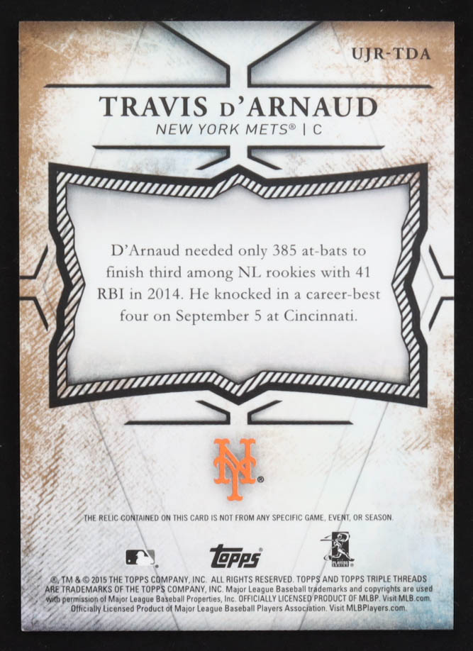 Travis d'Arnaud 2015 Topps Triple Threads Unity Relics Sepia #UJRTDA #24/27 at PristineAuction.com Travis d'Arnaud 2015 Topps Triple Threads Unity Relics Sepia #UJRTDA #24/27 at PristineAuction.com