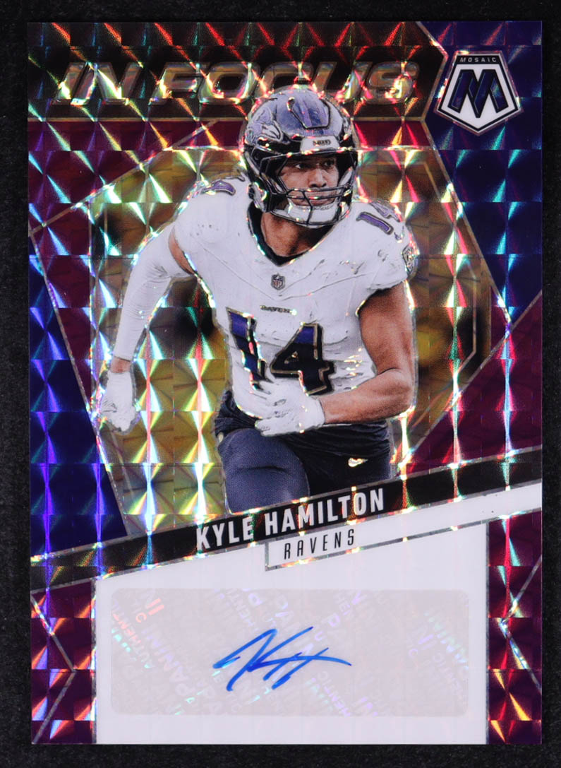 Kyle Hamilton 2025 Panini Mosaic In Focus Signatures Purple #11 #47/49 at PristineAuction.com Kyle Hamilton 2025 Panini Mosaic In Focus Signatures Purple #11 #47/49 at PristineAuction.com