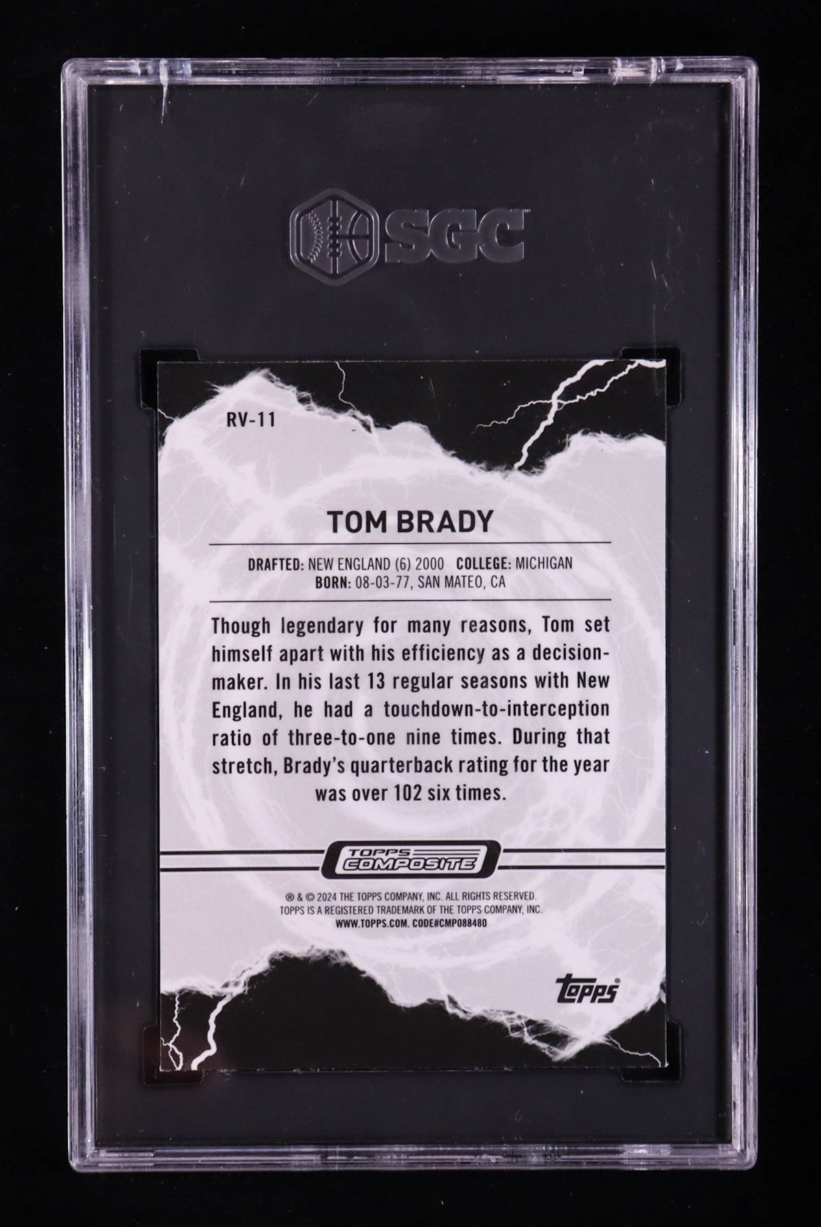 Tom Brady 2023 Topps Composite Resurgence Voltaic Pink Refractors #RV11 (SGC 10) at PristineAuction.com Tom Brady 2023 Topps Composite Resurgence Voltaic Pink Refractors #RV11 (SGC 10) at PristineAuction.com