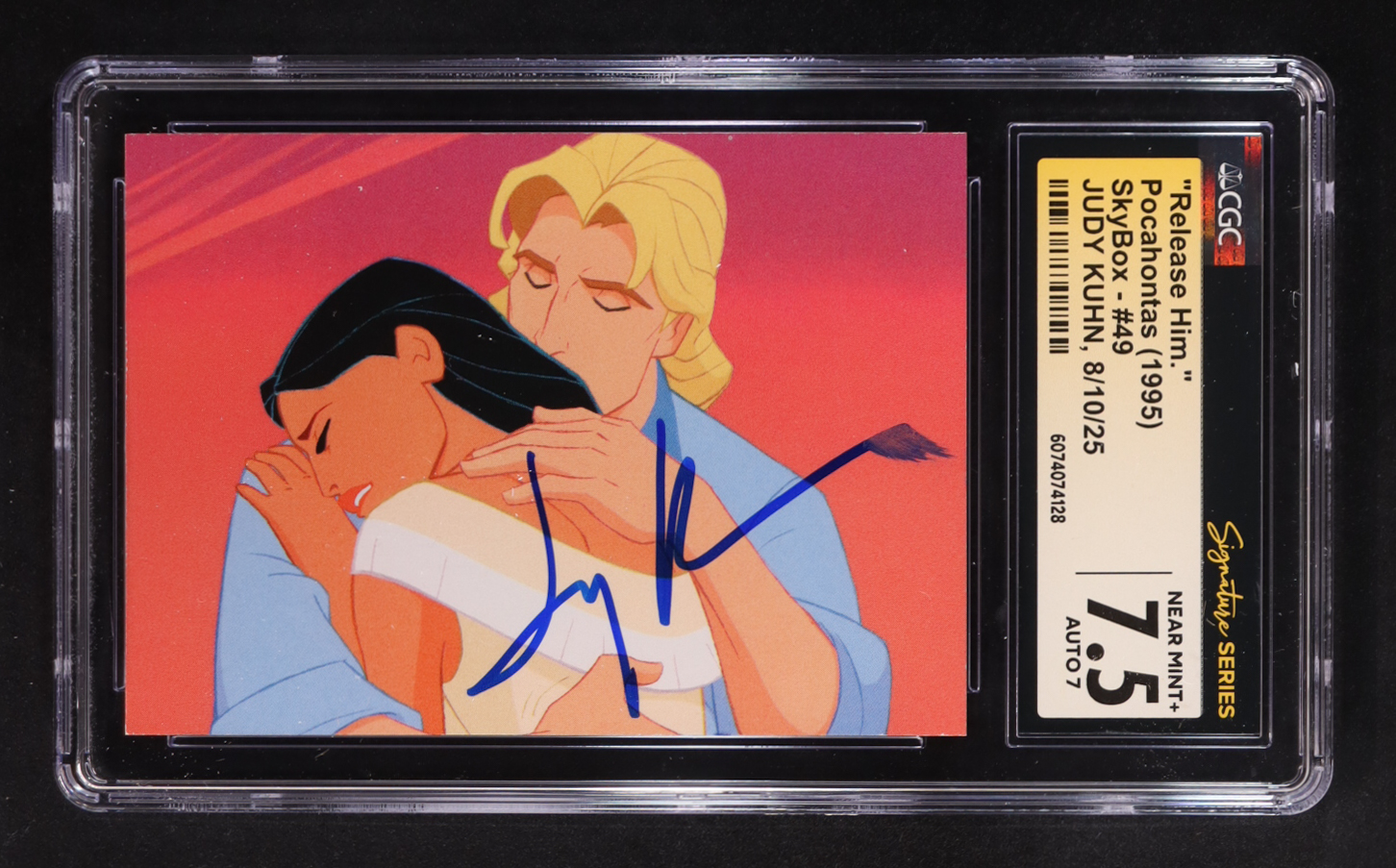 Judy Kuhn Signed 1995 SkyBox Pocahontas #49 Release Him. (CGC 7.5 | Auto 10) at PristineAuction.com Judy Kuhn Signed 1995 SkyBox Pocahontas #49 Release Him. (CGC 7.5 | Auto 10) at PristineAuction.com