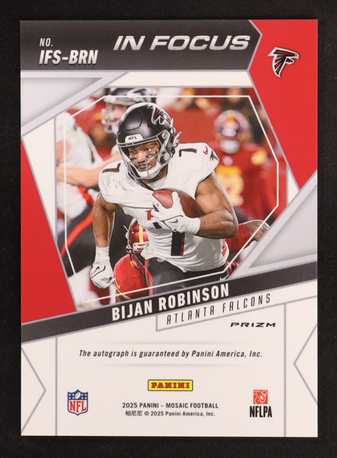 Bijan Robinson 2025 Panini Mosaic In Focus Signatures #5 at PristineAuction.com Bijan Robinson 2025 Panini Mosaic In Focus Signatures #5 at PristineAuction.com