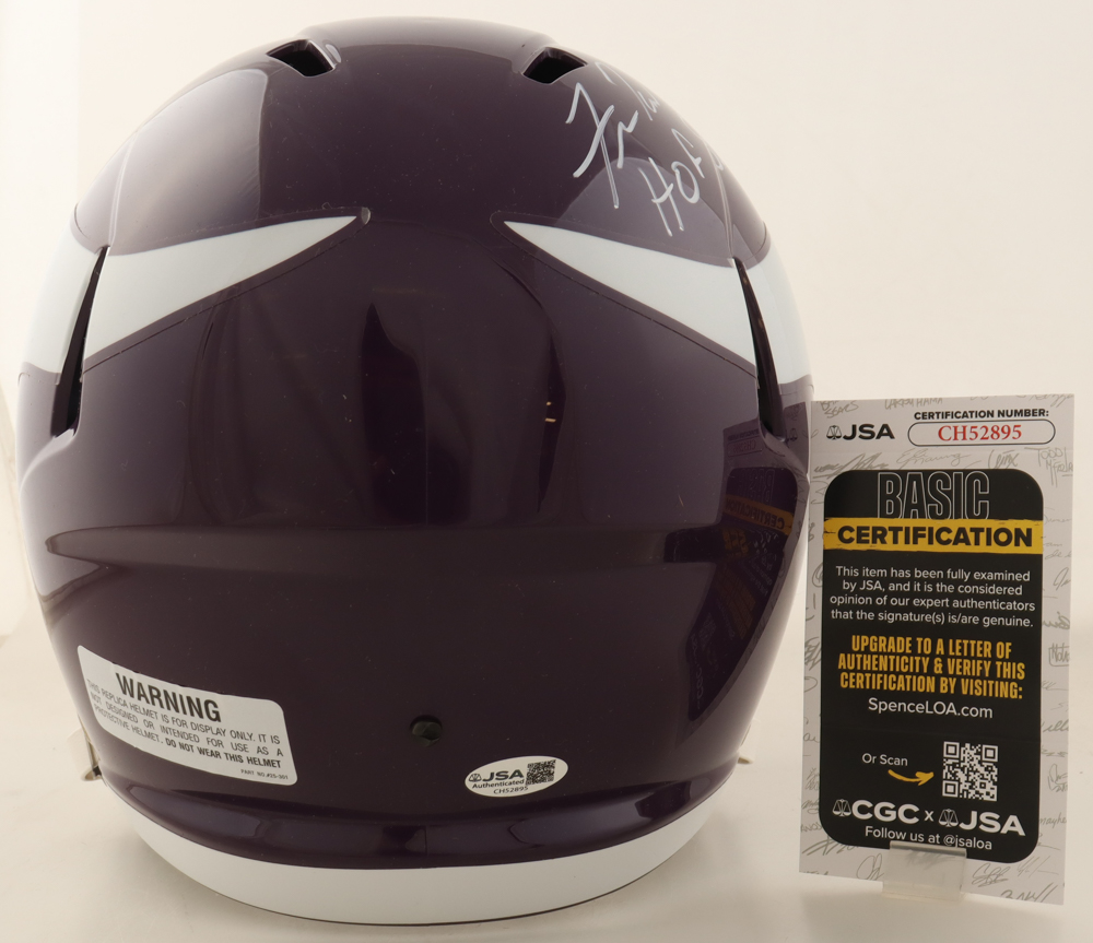 Fran Tarkenton Signed Vikings Full-Size Speed Helmet Inscribed “HOF 86”, “NFL MVP 75”, & “9X Pro Bowl” (JSA) at PristineAuction.com Fran Tarkenton Signed Vikings Full-Size Speed Helmet Inscribed “HOF 86”, “NFL MVP 75”, & “9X Pro Bowl” (JSA) at PristineAuction.com
