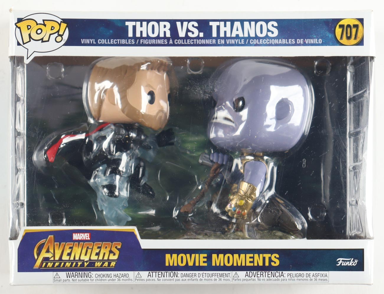 "Avengers: Infinity War" Movie Moments #707 Thos vs. Thanos Two-Pack Funko Pop! Vinyl Figures at PristineAuction.com "Avengers: Infinity War" Movie Moments #707 Thos vs. Thanos Two-Pack Funko Pop! Vinyl Figures at PristineAuction.com