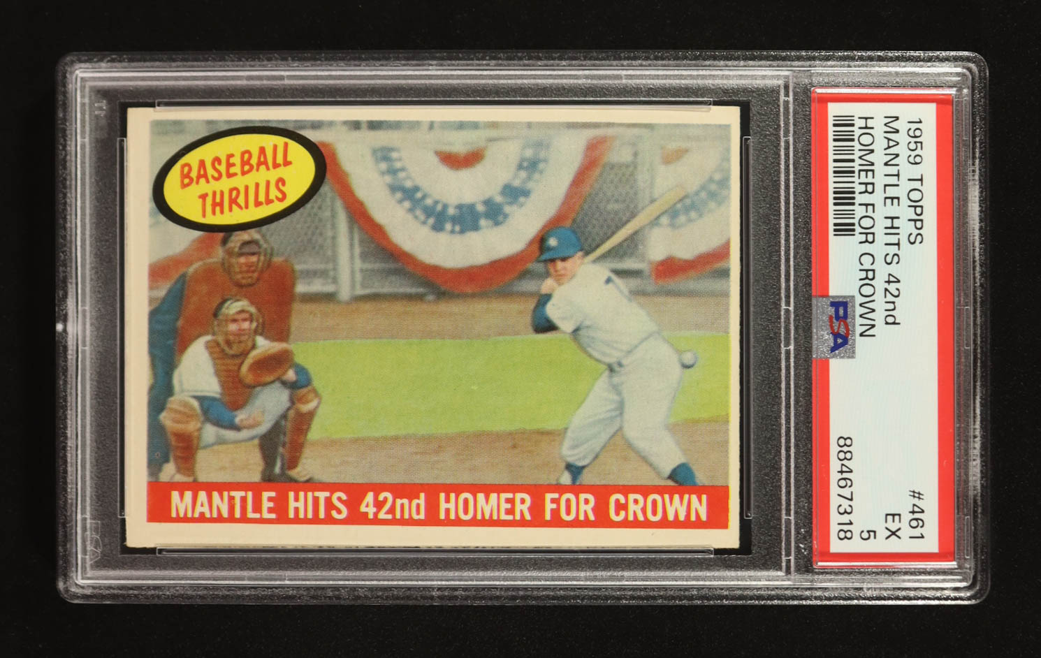 Mickey Mantle 1959 Topps Hits 42nd Homer For Crown #461 (PSA 5) at PristineAuction.com Mickey Mantle 1959 Topps Hits 42nd Homer For Crown #461 (PSA 5) at PristineAuction.com