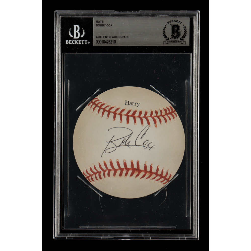 Bobby Cox Signed Baseball Sticky Note (BAS) at PristineAuction.com