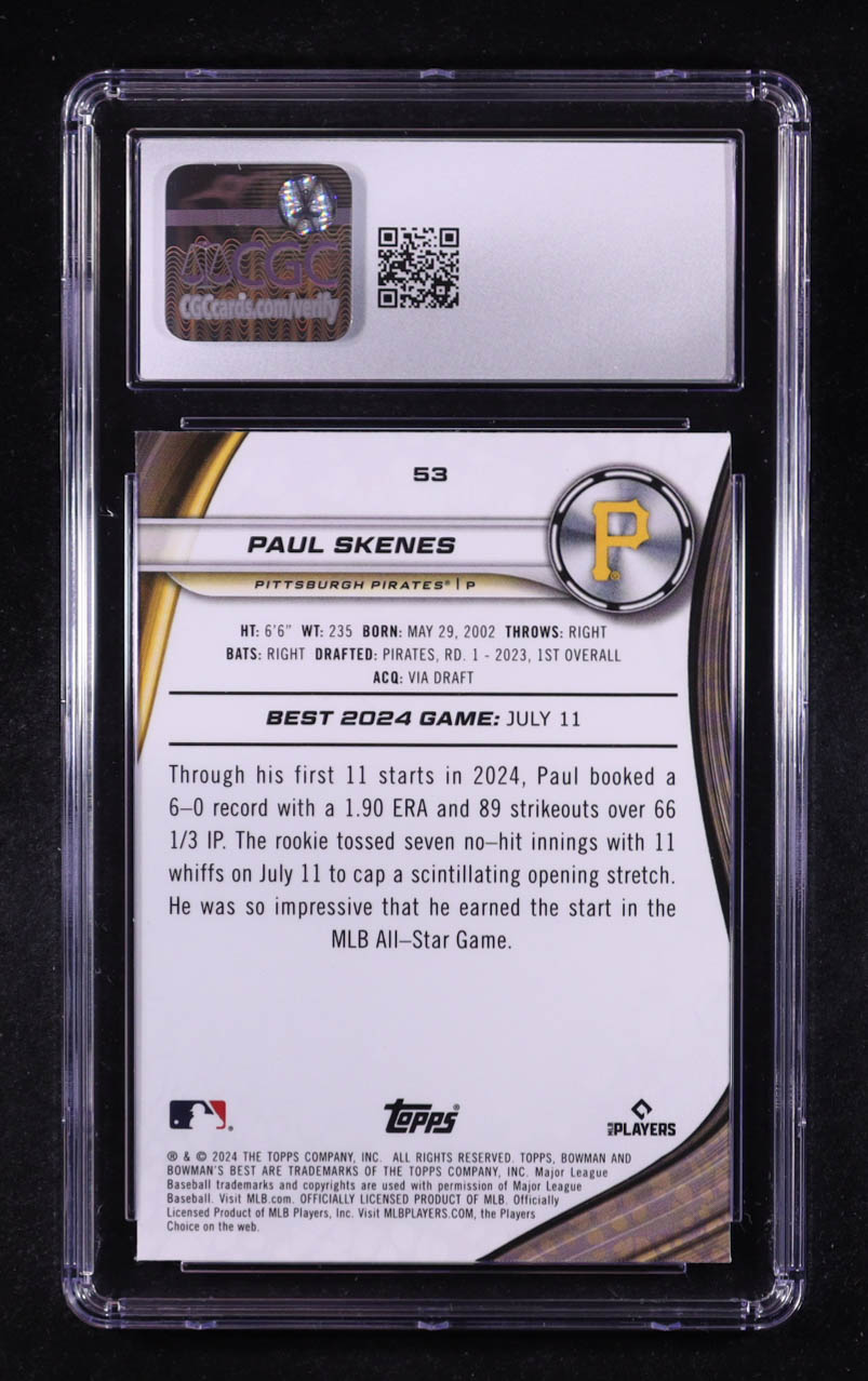 Paul Skenes 2024 Bowman's Best #53 RC (CGC 10) at PristineAuction.com Paul Skenes 2024 Bowman's Best #53 RC (CGC 10) at PristineAuction.com