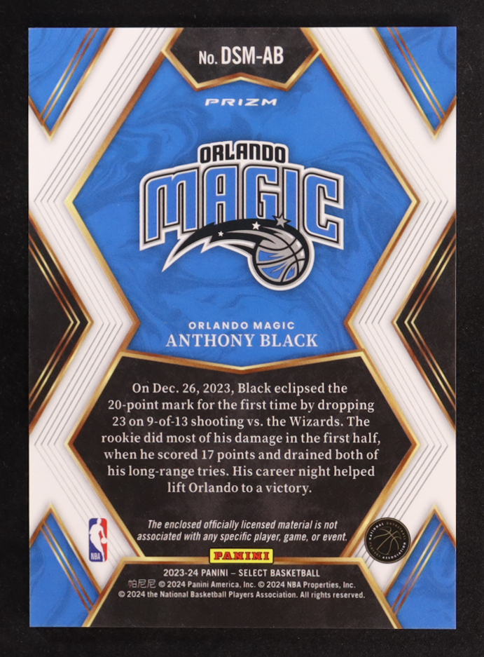 Anthony Black 2023-24 Select Draft Selections Memorabilia #7 RC at PristineAuction.com Anthony Black 2023-24 Select Draft Selections Memorabilia #7 RC at PristineAuction.com